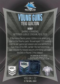 2022 NRL Elite - Young Guns Signature #YGS04 Teig Wilton Back